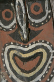 RARE MINDJA MINJA HAND CARVED YAM HARVEST UNIQUE CELEBRATION MASK POLYCHROME  WITH NATURAL PIGMENTS, PAPUA NEW GUINEA PRIMITIVE ART HIGHLY COLLECTIBLE & EXTREMELY DECORATIVE 11A11  32" X 7" X 3"