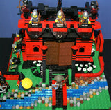 LEGO 10”X10”X9” RED FORT CASTLE INVASION, DETAILED CUSTOM KIT WITH BRIDGE, GARDENS & MOAT & 23 VERY RARE RETIRED MINIFIGURES FROM CASTLE KINGDOMS, DRAGON KNIGHTS, DARK FOREST, BLACK FALCONS ETC… (1013 PCS) KIT 25
