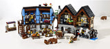 LEGO 10193 NOW VERY RARE RETIRED Castle Medieval Market Village 2 COMPLETE 2 STORIES BUILDINGS  8 MINIFIGURES:  PEASANTS BLACKSMITH  KNIGHTS, COWS HORSE & CART DUCK FROG  RAT WATER WHEEL HAMMER. NEW Factory Sealed, 1601 PIECES, RELEASED YEAR 2008