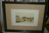 19TH C. PARIS A TRAVERS AGES 1885 ORIGINAL ARCHITECTURE ANTIQUE FOLIO LITHOGRAPH  “HOTEL DE VILLE” 28 JUILLET 1830 by M.F. Hoffbauer, Architect, Engraved by Benoist, Sorieu & Bayalos. MATTED & FRAMED WALL DÉCOR: FRAME HAND PAINTED & SIGNED BY ARTIST