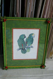 1978 AUSTRALIAN BIRD LITHOGRAPH FROM “PARROTS OF THE WORLD” BY BILL  COOPER PROFESSIONALLY X3 MATTED AND FRAMED IN UNIQUE SIGNED HAND PAINTED FRAME ADORNED WITH FRUIT & LEAVES: UNIQUE DESIGNER WALL ART DÉCOR ITEM DFPO75