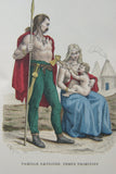 SOLD ANTIQUE RARE FRENCH BOOK 112 COLORED ENGRAVINGS LITHOGRAPHS (11” x 7 ½”) + 1 MAP (24” X 20”) FROM 1880 (19th Century) from “Costumes De Paris a Travers Les Siecles” HUMOROUS SIGNED PLATES FRANCE WAYS OF LIFE,  STYLES, PROFESSIONS, VEHICLES