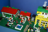 HUGE CUSTOM LEGO SET 32" x 12" x 15": THE ULTIMATE YEAR ROUND CHRISTMAS VILLAGE (2136 PCS) WITH 81 MINIFIGURES & 4 BUILDINGS, POLICE STATION, INDOOR POOL, OFFICES, WAREHOUSE, APTS, CARS, MOTOCYCLES, GARDENS, SANTAS & ACCESSORIES (KIT 27)