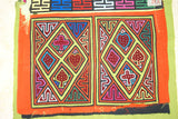 1980's Kuna Indian Folk Art Mola Blouse Panel from San Blas Islands, Panama. Handstitched Reverse Applique: Deck of Cards Motif  16" x 13" (61A)