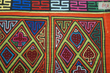 1980's Kuna Indian Folk Art Mola Blouse Panel from San Blas Islands, Panama. Handstitched Reverse Applique: Deck of Cards Motif  16" x 13" (61A)