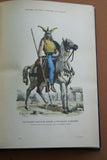 SOLD ANTIQUE RARE FRENCH BOOK 112 COLORED ENGRAVINGS LITHOGRAPHS (11” x 7 ½”) + 1 MAP (24” X 20”) FROM 1880 (19th Century) from “Costumes De Paris a Travers Les Siecles” HUMOROUS SIGNED PLATES FRANCE WAYS OF LIFE,  STYLES, PROFESSIONS, VEHICLES
