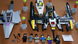 3 LEGO SETS, D.C UNIVERSE SUPER HEROES: BATWING JETPLANE, CATWOMAN JET & AMPHIBIAN POLICE CAR, PLUS 6 HIGHLY COLLECTIBLE NOW RARE RETIRED MINIFIGURES: 2 BATMAN MFGS GREY & BLACK, CATWOMAN, JOKER, HENCHMAN, POLICE GUARD ETC. 287 PCS (KIT 32)