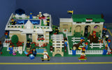 UNIQUE CUSTOM LEGO SET, POOL PARTY AT THE BERMUDA RANCH: 1101 PCS: 27, NOW RARE, RETIRED "TOWN" MINIFIGURES (1978-2010). HORSES, COLT, DOG, OWL, HOUSE, STABLES, GARDENS, FOUNTAIN, VEHICLES, BUGGIES, HARBOUR, MULTIPLE ACCESSORIES ETC (KIT 19)