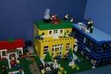 HUGE CUSTOM LEGO SET 32" x 12" x 15": THE ULTIMATE YEAR ROUND CHRISTMAS VILLAGE (2136 PCS) WITH 81 MINIFIGURES & 4 BUILDINGS, POLICE STATION, INDOOR POOL, OFFICES, WAREHOUSE, APTS, CARS, MOTOCYCLES, GARDENS, SANTAS & ACCESSORIES (KIT 27)