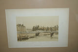 19TH C. PARIS A TRAVERS AGES 1885 ORIGINAL ARCHITECTURE ANTIQUE FOLIO LITHOGRAPH  “HOTEL DE VILLE” 28 JUILLET 1830 by M.F. Hoffbauer, Architect, Engraved by Benoist, Sorieu & Bayalos. MATTED & FRAMED WALL DÉCOR: FRAME HAND PAINTED & SIGNED BY ARTIST