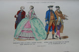 SOLD ANTIQUE RARE FRENCH BOOK 112 COLORED ENGRAVINGS LITHOGRAPHS (11” x 7 ½”) + 1 MAP (24” X 20”) FROM 1880 (19th Century) from “Costumes De Paris a Travers Les Siecles” HUMOROUS SIGNED PLATES FRANCE WAYS OF LIFE,  STYLES, PROFESSIONS, VEHICLES