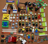 UNIQUE CUSTOM LEGO SET WITH 1905 PCS, 24 MINIFIGURES, 4 BUILDINGS: GRINGOTTS GOURMET CAFÉ WITH OUTDOOR TABLES & UMBRELLAS, CITY BANK, STORAGE BLD, PUBLIC BATHROOM, FIRE BRIGADE, TRUCKS, PLAYGROUND, GARDENS, MOTOCYCLES ETC (KIT 22)