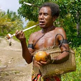 MELANESIA MASSIM TROBRIANDS ISLAND (BETEL LIME) UNIQUE WOOD CONTAINER SET (WITH DELICATELY HAND CARVED POUNDER), PATINA ON UNIQUE FUNNY & INTERESTING UMBRELLA RECEPTACLE WHICH COMES WITH A NICELY HAND CARVED MORE RECENT POUNDER. No BP6