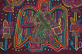 Kuna Indian Folk Art Blouse Mola Panel from San Blas Islands, Panama. Hand stitched Textile Applique: Angel, Peace Doves & Flowers 16.5" x 12" (9B)