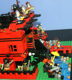 LEGO 10”X10”X9” RED FORT CASTLE INVASION, DETAILED CUSTOM KIT WITH BRIDGE, GARDENS & MOAT & 23 VERY RARE RETIRED MINIFIGURES FROM CASTLE KINGDOMS, DRAGON KNIGHTS, DARK FOREST, BLACK FALCONS ETC… (1013 PCS) KIT 25