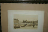 19TH C. PARIS A TRAVERS AGES 1885 ORIGINAL ARCHITECTURE ANTIQUE FOLIO LITHOGRAPH  “HOTEL DE VILLE” 28 JUILLET 1830 by M.F. Hoffbauer, Architect, Engraved by Benoist, Sorieu & Bayalos. MATTED & FRAMED WALL DÉCOR: FRAME HAND PAINTED & SIGNED BY ARTIST
