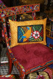 Kuna Indian Folk Art Mola blouse panel from San Blas Islands, Panama. Hand-stitched Applique:  Geometric Abstract Hatchet Tool Axe 16.75" x 11.25" (28A)