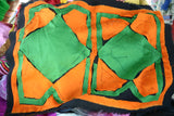 Kuna Indian Folk Art Mola Blouse Panel, Textile from San Blas Islands, Panama. Hand-stitched Reverse Applique: Rarely Performed, Extremely Difficult  Criss-Cross Weave Pattern 16.75" x 11.75" (34B)