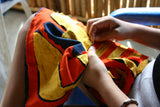 1980's Kuna Indian Folk Art Mola Blouse Panel from San Blas Islands, Panama. Handstitched Reverse Applique: Deck of Cards Motif  16" x 13" (61A)
