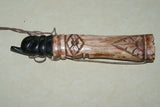 Collector Vintage Timor Ethnic Authentic Tribal Lime Container (used during Betel Habit), Unique Vintage Hand Carved Buffalo Bone receptacle with Scrimshaw motifs, Hand Carved Wood Lid Stopper of Tortoise or Turtle BN30