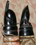 Timor Ethnic Tribal Lime Container ( used during Betel Habit), Unique Vintage Hand Carved Buffalo Bone receptacles: Choice between 2 pieces with Scrimshaw bone motifs, and hand Carved ebony Turtle stopper BN14