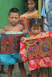 Kuna Indian Folk Art Mola Blouse Panel from  San Blas Islands, Panama. Hand stitched Applique: Butterfly 16.5" x 12" (3B)