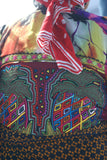Kuna Indian  Traditional Mola Blouse Panel from San Blas Islands, Panama. Hand stitched Folk Art Applique: Butterfly Maze Motif 16" X 12.5" (2B)