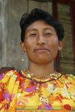 Kuna Indian Folk Art Mola from San Blas Islands, Panama. Hand stitched Applique: Pink Hibiscus Flower 14.5" x 12.5" (360)