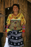 Kuna Indian Folk Art Mola Blouse Panel from San Blas Islands, Panama. Hand stitched Colorful Applique: Geometric Abstract Butterfly Mirror Images 16" x 12.5" (5A)