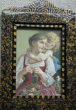 EPHEMERA AMERICANA WHIMSICAL ART: 1880 FRAMED VICTORIAN TRADE CARD: DR JAYNES TONIC VERMIFUGE, 'My Mamma!' MARLOW. SWEET MOTHER & DAUGHTER LOVE (DFPO1D) HAND PAINTED FRAME BY ARTIST DESIGNER COLLECTOR COLLECTIBLE DELIGHTFUL WALL DÉCOR