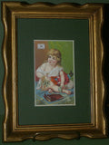 EPHEMERA AMERICANA WHIMSICAL ART: 1800's ANTIQUE VICTORIAN ADVERTISING TRADE CARD, FRAMED WITH STAND: PEARLINE SOAP, "A WIFE'S VICTORY" (DFPO1M) VINTAGE HAND PAINTED FRAME DESIGNER COLLECTOR COLLECTIBLE WALL DÉCOR UNIQUE