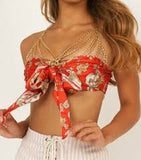 SOLD OUT: HIGH QUALITY HAND PAINTED TEXTILE FABRIC HALF SARONG OR BEACH SKIRT SIGNED BY THE ARTIST: DETAILED MOTIFS OF BLOOMING DOUBLE HIBISCUS, RICH COLORS 74" x 23" (no SC9)