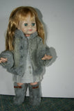 Vintage 1960 14" Vogue Littlest Angel Doll Girl + 22 pcs Unique Wardrobe: Raincoat Fur Coat & Boots, 6 dresses Undergarments Pantyhose Socks Shoes Pocket Book Slippers etc..