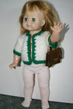 Vintage 1960 14" Vogue Littlest Angel Doll Girl + 22 pcs Unique Wardrobe: Raincoat Fur Coat & Boots, 6 dresses Undergarments Pantyhose Socks Shoes Pocket Book Slippers etc..