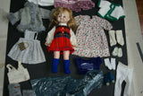 Vintage 1960 14" Vogue Littlest Angel Doll Girl + 22 pcs Unique Wardrobe: Raincoat Fur Coat & Boots, 6 dresses Undergarments Pantyhose Socks Shoes Pocket Book Slippers etc..