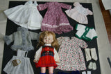 Vintage 1960 14" Vogue Littlest Angel Doll Girl + 22 pcs Unique Wardrobe: Raincoat Fur Coat & Boots, 6 dresses Undergarments Pantyhose Socks Shoes Pocket Book Slippers etc..