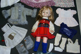 Vintage 1960 14" Vogue Littlest Angel Doll Girl + 22 pcs Unique Wardrobe: Raincoat Fur Coat & Boots, 6 dresses Undergarments Pantyhose Socks Shoes Pocket Book Slippers etc..