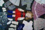Vintage 1960 14" Vogue Littlest Angel Doll Girl + 22 pcs Unique Wardrobe: Raincoat Fur Coat & Boots, 6 dresses Undergarments Pantyhose Socks Shoes Pocket Book Slippers etc..