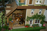 1970 HUGE CUSTOM BUILT & FULLY FURNISHED DOLL HOUSE (5 ft x 4ft x 32”) WITH 14 rooms & 3 gardens, Plants, Trees + Outhouse (1/12 Scale) Operating Lights