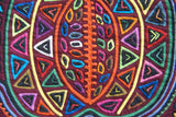 Kuna Indian Folk Art Mola Blouse Panel  from San Blas Island, Panama. Museum Quality Hand stitched Reverse Applique: Colorful Abstract, Detailed: Stunning Pumpkin Patch. 16” X 11.75” (38B)