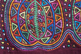 Kuna Indian Folk Art Mola Blouse Panel  from San Blas Island, Panama. Museum Quality Hand stitched Reverse Applique: Colorful Abstract, Detailed: Stunning Pumpkin Patch. 16” X 11.75” (38B)