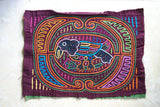 Kuna Indian Folk Art Mola Blouse Panel from San Blas Island, Panama. Museum Quality Hand stitched Reverse Applique: Colorful Detailed  of Parrot & flower  16" x 11.5” (1A)