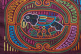 Kuna Indian Folk Art Mola Blouse Panel from San Blas Island, Panama. Museum Quality Hand stitched Reverse Applique: Colorful Detailed  of Parrot & flower  16" x 11.5” (1A)