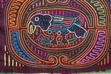 Kuna Indian Folk Art Mola Blouse Panel from San Blas Island, Panama. Museum Quality Hand stitched Reverse Applique: Colorful Detailed  of Parrot & flower  16" x 11.5” (1A)