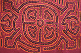 Kuna Indian Folk Art Mola Blouse Panel  from San Blas Island, Panama. Museum Quality Hand stitched Reverse Applique: Colorful  Abstract, Detailed, Stunning : Geometrics in Red Orange & Black  17” X 11” (6A)