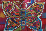 Kuna Indian Folk Art Mola Blouse Panel from San Blas Island, Panama. Great Quality Hand stitched Reverse Applique: Colorful, Detailed: Stunning Butterfly,  16” X 12” (4A)