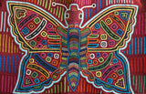 Kuna Indian Folk Art Mola Blouse Panel from San Blas Island, Panama. Great Quality Hand stitched Reverse Applique: Colorful, Detailed: Stunning Butterfly,  16” X 12” (4A)