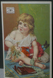 EPHEMERA AMERICANA WHIMSICAL ART: 1800's ANTIQUE VICTORIAN ADVERTISING TRADE CARD, FRAMED WITH STAND: PEARLINE SOAP, "A WIFE'S VICTORY" (DFPO1M) VINTAGE HAND PAINTED FRAME DESIGNER COLLECTOR COLLECTIBLE WALL DÉCOR UNIQUE