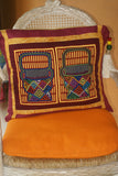 1970's Kuna Indian Mola Blouse Panel from San Blas Islands, Panama. Hand stitched Folk Art Applique: Colorful Geometric Cats in Hats Motif 16.5”x 12.25” (4A)