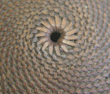 Older Ethnic one of a kind Basket with Incredible Minute Weave, a hand woven betel nut storage Container, including a Sirih Bone & wood Pounder, a Pestle called Pelacok, used to crush the betel nut, from Lombok, Lesser Sunda Islands, Indonesia